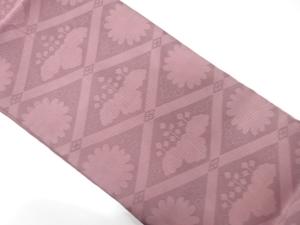 斜め格子に菊・桐模様織り出し　名古屋帯